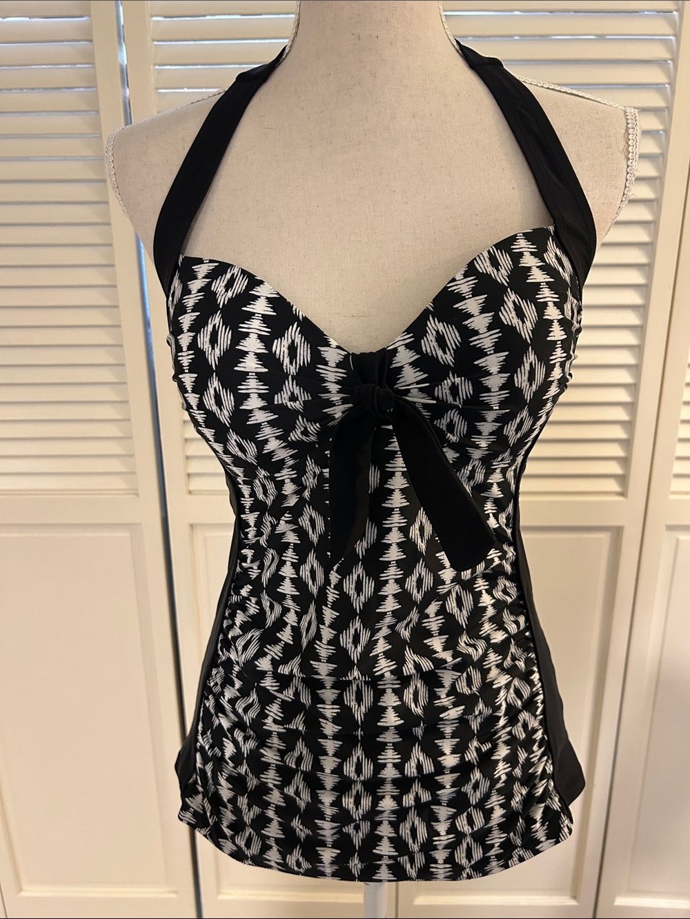 Merona Black & White Halter One-Piece Swim Dress